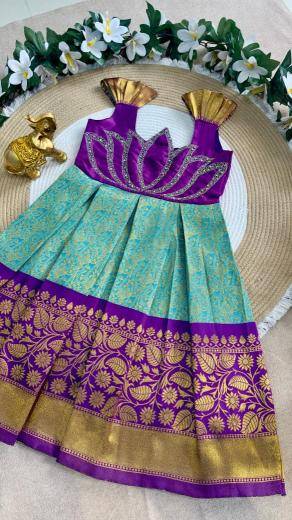 Laxmi Lotus Gown Jaquard Indian kids wear manufacturers